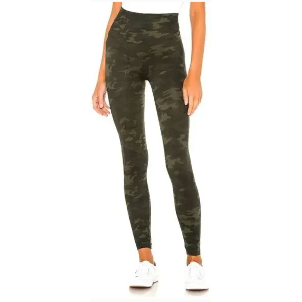Spanx Leggings Womens XL Black Camo Look At Me Now Shaping Support Seamless Frnt - Picture 2 of 11